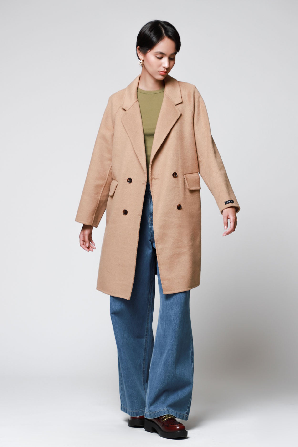 Abrigo largo cruzado mujer 3/4 Moda elegante invierno LOB