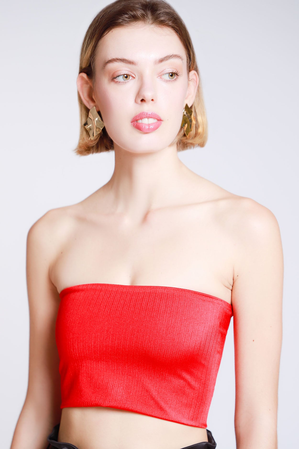 Blusa strapless fashion roja