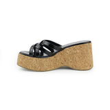 Sandalia Cuña Mujer Lob Pu Negro 56204036