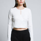 Blusa Crop Top Color Hueso Escote Gota