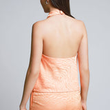 Blusa Halter Satinada Naranja