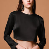 Blusa Tipo Crop Manga Larga