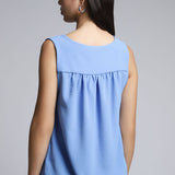 Blusa Azul Sin Manga Escote V