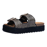 Sandalia Piso Para Mujer Lob Footwear Rafia Negro 51705051