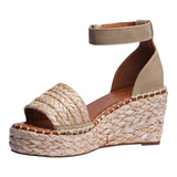 Sandalia Cuña Para Mujer Lob Footwear Rafia Beige 51705461