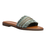 Sandalia Piso Para Mujer Lob Footwear Rafia Verde 52205468