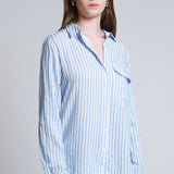 Blusa Camisera Azul Rayas