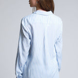 Blusa Camisera Azul Rayas