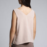 Blusa Beige Sin Manga Escote V