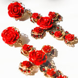 Aretes Cruz Con Rosas