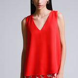 Blusa Rojo Medio Sin Manga Escote V