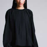 Blusa Casual Negro Tela Texturizada