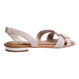 Sandalia Piso Para Mujer Lob Footwear Pu Lizard Beige 93305054