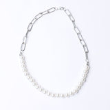 Collar Triple Cadena Con Perlas