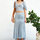 Blusa Crop Top Manga Corta Con Volumen