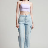 Jeans Straight Fit Bolsillos Utilitarios