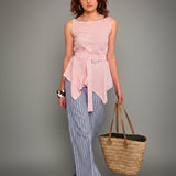 Pantalón Wide Leg Estampado Rayas
