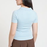 Blusa Polo Tejido Punto Textura Acanalada