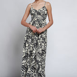 Vestido Maxi Escote Halter Estampado Tropical