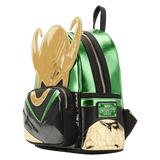 Loungefly Mini mochila metálica para cosplay de Loki de Marvel