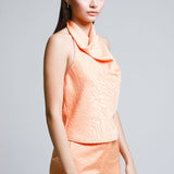 Blusa Halter Satinada Naranja