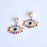 Aretes Figura Ojo Multicolor