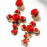 Aretes Cruz Con Rosas