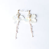 Aretes Largos Perlas y Conchas