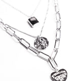 Collar Corazon Con Leyenda 3 Cadenas