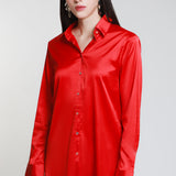 Blusa Satin Cuello Camisero