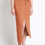 Falda Midi Cruzada Con Hebilla Carey