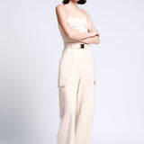 Jumpsuit Largo Strapless Con Cinto