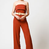 Jumpsuit Strapless Wide Leg Con Cinto