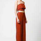 Jumpsuit Strapless Wide Leg Con Cinto