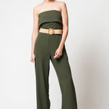 Jumpsuit Strapless Wide Leg Con Cinto