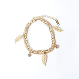 Pulsera Hojas Y Brillos Acero Inoxidable