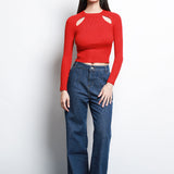 Blusa Tejida Recortes En Hombros