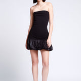 Vestido Corto Strapless Falda Tipo Globo