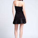 Vestido Corto Strapless Falda Tipo Globo