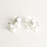 Aretes Arracadas Flores con Perlas