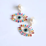 Aretes Figura Ojo Multicolor