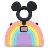 Loungefly Disney Mickey Mouse Bolso cruzado con asa de arcoíris pastel