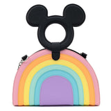 Loungefly Disney Mickey Mouse Bolso cruzado con asa de arcoíris pastel