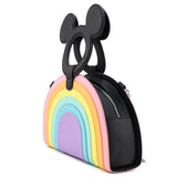 Loungefly Disney Mickey Mouse Bolso cruzado con asa de arcoíris pastel