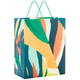 Bolsa de regalo grande con hojas pintadas abstractas, 13"