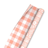 Papel de regalo reversible con letras de niña/cuadro rosa, 25 pies cuadrados.