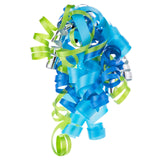 Lazo de regalo con cinta rizada azul/verde/plata, 6.5"