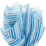 Papel de seda con rayas diagonales azules y grises, 4 hojas