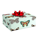 Papel de regalo color menta estampado mariposas, 20 pies cuadrados.