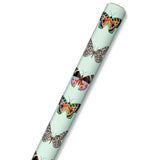 Papel de regalo color menta estampado mariposas, 20 pies cuadrados.